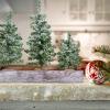 Winlyn Set of 3 Mini Snowy Artificial Canadian Pine Christmas Trees with Wood Bases Small Tabletop Christmas Trees in Rustic Wood Planter for Christmas Winter Table Centerpiece Holiday Decorations