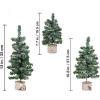 Winlyn Set of 3 Mini Snowy Artificial Canadian Pine Trees with Wood Bases Small Tabletop Christmas Trees for Rustic Farmhouse Christmas Winter Holiday Seasonal Table Centerpiece Desk Decoration
