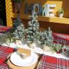 Winlyn Set of 3 Mini Snowy Artificial Canadian Pine Trees with Wood Bases Small Tabletop Christmas Trees for Rustic Farmhouse Christmas Winter Holiday Seasonal Table Centerpiece Desk Decoration