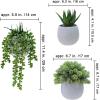 Winlyn Set of 3 Small Faux Potted Succulent Plants Artificial Trailing String of Pearls Aloe Hops Plant in Gray Ceramic Pots Desk Plant for Home Office Kitchen Bathroom Shelf Table Decorations