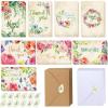 120 Sets Bulk Thank You Cards with Envelopes Stickers Assortment Blank Thank You Note Cards 8 Designs Watercolor Floral Calligraphy Thank You for Wedding Baby Shower Birthday Party Greeting Stationery