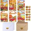 120 Sets Bulk Thanksgiving Cards with Envelopes Stickers Assortment 6 Designs Watercolor Vintage Truck Pumpkins Greeting Cards Blank Holiday Harvest Cards Give Thanks Cards 4×6 for Fall Autumn Party