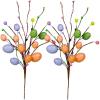 2 Pack Artificial Easter Spray with Pastel Easter Eggs and Berries Decorative Spring Floral Stems Speckled Easter Picks Branches for Easter Floral Arrangement Centerpiece Wreath Decoration 16″ Tall
