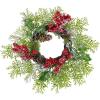 2 Pcs Artificial Snowy Cedar and Berry Candle Rings Christmas Candle Holder Rings Faux Cedar Twigs Wreath Mini Window Mirror Wreaths 12.6″ Wide with Pine Cones Holly Leaves for Holiday Season Winter