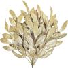 20 Pieces Gold Glittered Artificial Leaf Spray Picks 12″ Tall for Christmas Winter Wedding Wreath Tree Swag Floral Arrangment Vase Bouquets Table Centerpieces Decoration(Champagne)