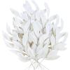 20 Pieces Gold Glittered Artificial Leaf Spray Picks 12″ Tall for Christmas Winter Wedding Wreath Tree Swag Floral Arrangment Vase Bouquets Table Centerpieces Decoration(White)
