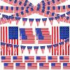 23 Pcs Assorted Patriotic American Flag Outdoor Decorating Kit USA American Flag Lawn Garden Flag on Sticks Plastic Flag Banner Pennant Banner for 4th of July Patriotic Party Parade Float Decorations
