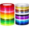 25 Rolls 625 Yards 25 Rainbow Colors Fabric Ribbons Bulk Silk Satin Ribbon Glitter Metallic Ribbon Rolls in 2/5″ Wide 25 Yard/roll Embellish Ribbons for Bows Crafts Gifts Wrapping Sewing Party Wedding