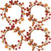 4 Pack Fall Candle Rings with Artificial Orange Berries Mini Berry Twig Wreath Candle Wreath Berry Rings 6″ Wide for Thanksgiving Fall Wedding Rustic Seasonal Decoration