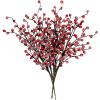 4 Pack ICY Red Berry Picks Artificial Christmas Berry Spray Iced Berry Stems Red Berry Twig Branches for Christmas Holiday Winter Floral Arrangement Centerpiece Seasonal Decoration 18.8″ Tall