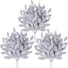 40 Pieces Gold Glittered Artificial Leaf Spray Picks 12″ Tall for Christmas Winter Wedding Wreath Tree Swag Floral Arrangment Vase Bouquets Table Centerpieces Decoration(Silver)