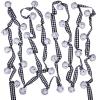 6 Yards Rustic Christmas White Sleigh Bell Garland Primitive Metal White Jingle Bells and Gingham Ribbon Hanging Garland for Vintage Farmhouse Christmas Tree Banister Mantel Winter Holiday Decoration(White)