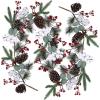 Artificial Christmas Pine Garland with Berries Pinecones Spruce Eucalyptus Leaves Cotton Balls Winter Greenery Garland for Holiday Season Mantel Fireplace Table Runner Centerpiece Décor 6 feet