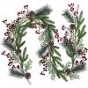 Christmas Artificial Pine Garland with Spruce Cypress Berries Frosted Pinecones Winter Greenery Garland for Holiday Season Mantel Fireplace Table Runner Centerpiece Decoration 6.6 feet