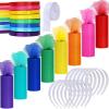 Supla 8 Colors Rainbow Tulle Rolls Tulle Netting Fabric Spool in 6″ Wide 25 Yard/roll and 8 Colors Satin Roll Satin Ribbons in 2/5 Wide 25 Yard/roll and 12 Plain No Teeth Plastic Headbands 1″ Craft