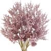 Winlyn 12 Pcs Christmas Artificial Pine Branches White Glittered Pine Needles with Pinecone and Berries Christmas Floral Picks 14.2″ for White Christmas Tree Wreath Swag Holiday Winter Wedding Bouquet(Rose Gold)