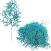 Winlyn 15 Pcs Silver Glitter Artificial Cedar Sprigs Picks Faux Cedar Branches Stems Christmas Tree Picks Sprays 15.4″ H for Silver Christmas Tree Wreath Swag Winter Wedding Bouquet Centerpiece Décor(Teal)