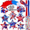 Winlyn 18 Sets 4th of July Craft Kits Patriotic Kids Crafts DIY Patriotic Star Ornaments Decorations Art Sets Red White Blue Star Foam Shapes Patriotic Foam Stickers for Classroom Party Activities