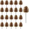 Winlyn 20 Pcs Natural Pine Cone Picks Christmas Pinecone Sprays Pinecones Ornaments with Wired Stems 6.9″ Tall for Rustic Christmas Tree Party Floral Arrangements Wreath Crafts Holiday Décor(Gold)