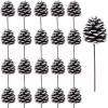 Winlyn 20 Pcs Natural Pine Cone Picks Christmas Pinecone Sprays Pinecones Ornaments with Wired Stems 6.9″ Tall for Rustic Christmas Tree Party Floral Arrangements Wreath Crafts Holiday Décor(Frosted)