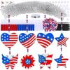 Winlyn 24 Sets Patriotic Suncatchers Ornaments Decorations DIY Window Paint Art Stickers Craft Kit USA Star Heart Sun Catchers for Kids Classroom 4th of July Activity Art Projects Party Favors