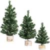 Winlyn 3 Pack Mini Canadian Pine Trees with Wood Bases Artificial Miniature Christmas Trees for Holiday Season Tabletop Decoration Centerpiece Displays Xmas Green Assorted Sizes 7.5″ 8.9″ 10.8″