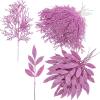 Winlyn 30 Pcs Christmas Artificial Leaf Sprays Cedar Picks Silver Glittered Christmas Tree Ornaments Winter Floral Stems for Sliver Christmas Tree Wreaths Centerpieces Holiday Wedding Decoration(Pink)