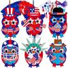 Winlyn 36 Sets 4th of July Craft Kits Patriotic Crafts DIY Owl Ornaments Decorations Art Sets Owl Shapes with Red White Blue USA Flag Patriotic Star Stickers for Kids Party Classroom Activities