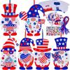 Winlyn 36 Sets Gnome Patriotic Decorations DIY Patriotic Craft Kits Red White Blue Gnome with USA Flag Patriotic Star Pinwheel Stickers for Kids 4th of July Party Favors Rewards Classroom Activity