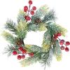 Winlyn 4 Pcs Artificial Frosted Cedar Pine Candle Rings Christmas Candle Holder Rings Wreaths Pine Cones Red Pip Berries Mini Window Mirror Wreaths 14.6″ Wide for Winter Holiday Table Farmhouse Décor(L)
