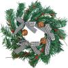 Winlyn 4 Pcs Artificial Frosted Cedar Pine Candle Rings Christmas Candle Holder Rings Wreaths Pine Cones Red Pip Berries Mini Window Mirror Wreaths 14.6″ Wide for Winter Holiday Table Farmhouse Décor(J)