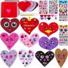Winlyn 50 Sets DIY Paper Heart Cards and Envelopes Stickers 10 Styles of Blank Die-cut Heart Cardstock Note Cards with Assorted Hearts Stickers for Mother’s Day Valentine’s Day Greeting Love Gift