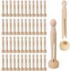 Winlyn 50 Sets Unfinished Wood Doll Pins Doll Clothespins Wooden Round Peg Wood Clothespins and Stands Craft Supplies for DIY Art Painting Projects Doll Ornaments Rustic Country Embellishments
