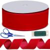 Winlyn 50 Yards Christmas Red Velvet Wired Ribbon 2-1/2″ Wide Large Xmas Ribbon Trim Gift Wrapping Bow Craft for Christmas Indoor Outdoor Tree Wreath Bows Clothing Party Gift Embellishment
