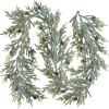 Winlyn 6′ Artificial Frosted Christmas Pine Garland with Pine Cones Glitter Winter Greenery Garland for Christmas Winter Wedding Holiday Table Runner Centerpiece Doorway Season Mantel Decor