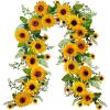 Winlyn 6′ Long Artificial Sunflower Garland Hanging Sunflower Vine Greenery Garland with 49 Pcs Sunflower Heads for Fall Autumn Holiday Wedding Arch Home Mantel Doorway Table Backdrop Decoration