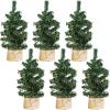 Winlyn 6 Pack Small Mini Artificial Christmas Trees Canadian Pine Tree with Wooden Base Small Tabletop Trees 13″ Tall for Holiday Party Christmas Village DIY Crafts Mantel Table Centerpiece Décor(6 Inch)