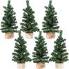Winlyn 6 Pack Small Mini Artificial Christmas Trees Canadian Pine Tree with Wooden Base Small Tabletop Trees 13″ Tall for Holiday Party Christmas Village DIY Crafts Mantel Table Centerpiece Décor(8 Inch)