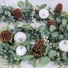 Winlyn Fall White Pumpkin Artificial Eucalyptus Garland with Pumpkins Pinecones Berries – Fall Decor, 5.9′ L – Farmhouse Wedding Arch Backdrop, Thanksgiving Mantel, Table Runner, Centerpiece
