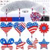 Winyn 24 Sets Patriotic Suncatchers Ornaments Decorations DIY Window Paint Art Stickers Craft Kit American Star Heart Sun Catchers for Kids Classroom 4th of July Activity Art Projects Party Favors