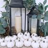 24 Pcs Harvest White Mini Artificial Baby Boo Pumpkins Rustic Decorative Pumpkins Foam Pumpkins for Fall Autumn Halloween Thanksgiving Table Centerpiece Wreath Decor Bowl Fillers DIY Projects
