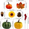 68 Pcs Assorted Mini Artificial Pumpkins with Maple Leaves Pinecones Acorns Sunflowers Berries Fall Decorating Kit for Fall Wedding Thanksgiving Halloween Table Centerpiece Wreaths Vase Bowl Fillers