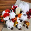 Artificial White Pumpkins Bulk Faux Harvest Pumpkins for Fall Wedding Thanksgiving Halloween Seasonal Holiday Tabletop Decoration Centerpiece 12 Pcs Assorted Sizes