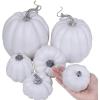 Artificial White Pumpkins Bulk Faux Harvest Pumpkins for Fall Wedding Thanksgiving Halloween Seasonal Holiday Tabletop Decoration Centerpiece 12 Pcs Assorted Sizes