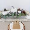 Fall Centerpiece Assorted Artificial Buffalo Check Pumpkins Pine Cones Eucalyptus Arrangement in Rectangle Wood Box for Farmhouse Autumn Harvest Thanksgiving Wedding Table Centerpiece Kitchen Décor