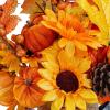 Winlyn 1 Pc Fall Farmhouse Centerpiece Rustic Metal Milk Jug Fall Arrangement Autumn Harvest Orange Artificial Pumpkin Pinecone Sunflower Berry Maple Leaf Centerpiece for Thankgiving Table Decoration