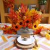 Winlyn 10″ Fall Floral Arrangement in Galvanized Metal Oval Planter Artificial Autumn Harvest Maple Leaf Floral Stems Faux Potted Plants Table Centerpiece for Farmhouse Wedding Home Mantel Décor