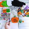 Winlyn 24 Sets Halloween Headbands Craft Kits Crown Art Sets Jack-o’-lantern Candy Corns Ghost Monster Bat Paper Hat with Halloween Foam Stickers for Kids Halloween Classroom Activities Party Favors