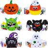 Winlyn 24 Sets Halloween Headbands Craft Kits Crown Art Sets Jack-o’-lantern Candy Corns Ghost Monster Bat Paper Hat with Halloween Foam Stickers for Kids Halloween Classroom Activities Party Favors