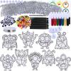 Winlyn 27 Sets Halloween Craft Kits Fall Crafts Monster Suncatchers Ornaments Decorations DIY Window Paint Art Suncatchers Hanging Monster Sun Catchers for Kids Classroom Party Activities